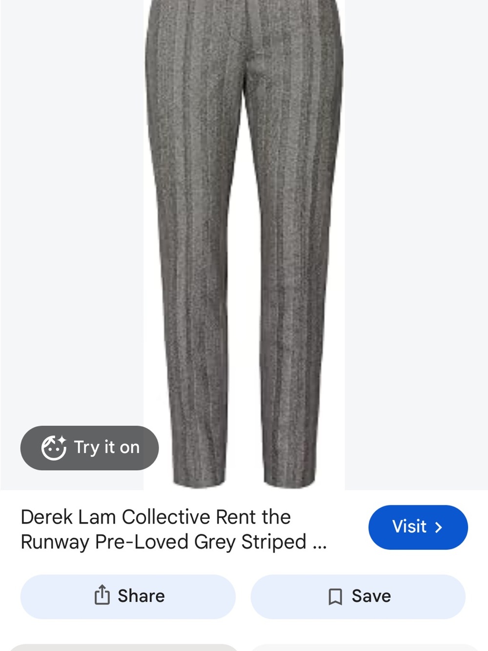 Derek Lam Gray Pinstripe Cropped Dress Pants